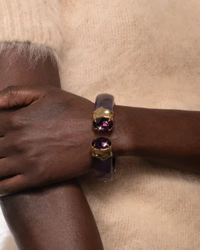 Alexis Bittar Bonbon Crystal Lucite Hinge Bracelet- In Gold