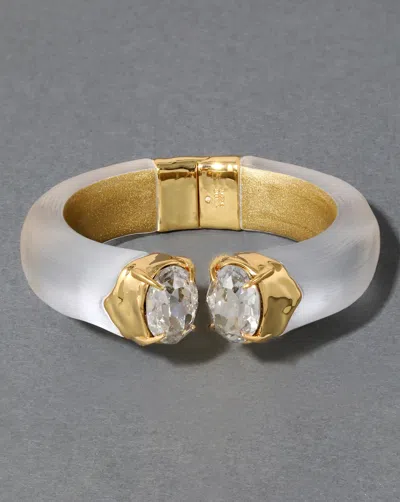 Alexis Bittar Bonbon Crystal Lucite Hinge Bracelet- In Gold