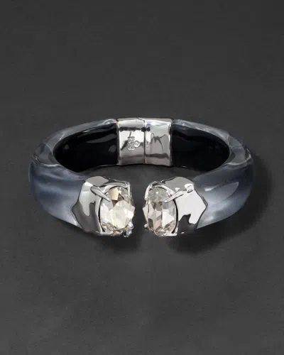 Alexis Bittar Bonbon Crystal Lucite Hinge Bracelet- Mercury In Brown
