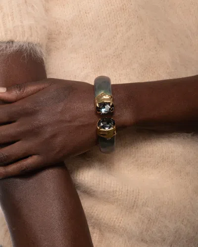 Alexis Bittar Bonbon Crystal Lucite Hinge Bracelet- In Scarab Green