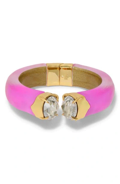 Alexis Bittar Bonbon Crystal Lucite® Hinged Bracelet In Azalea/gold