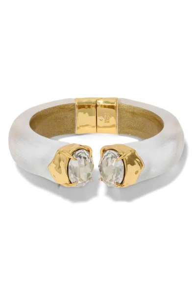 Alexis Bittar Bonbon Crystal Lucite Hinge Bracelet In Silver/gold