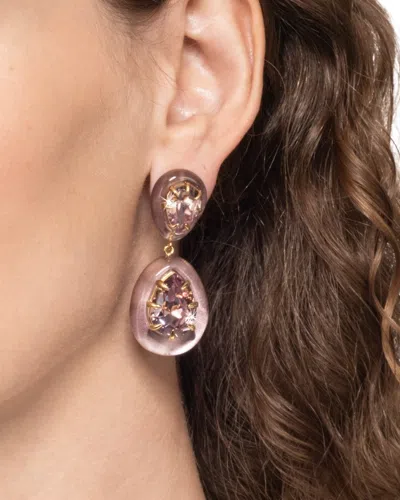 Alexis Bittar Bonbon Crystal Lucite Teardrop Post Earring- In Dusty Rose