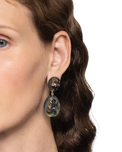 Alexis Bittar Bonbon Crystal Lucite Teardrop Post Earring- In Scarab Green