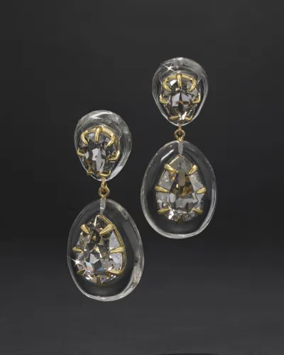 Alexis Bittar Bonbon Crystal Lucite Teardrop Post Earring- In Gray