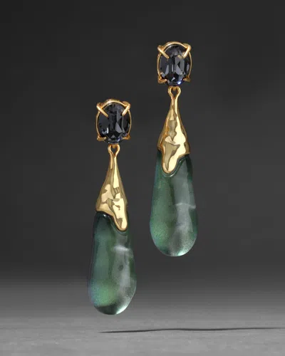 Alexis Bittar Bonbon Crystal Small Teardrop Lucite Earring- In Scarab Green