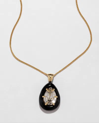 Alexis Bittar Bonbon Crystal Teardrop Lucite Pendant Necklace- In Onyx
