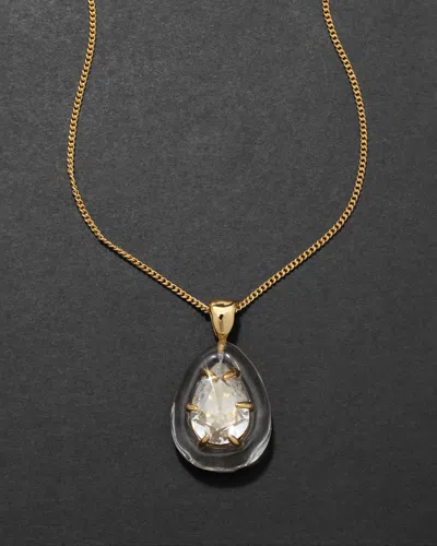 Alexis Bittar Bonbon Crystal Teardrop Lucite Pendant Necklace- In Gold