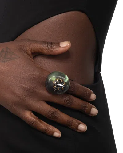 Alexis Bittar Bonbon Crystal Teardrop Lucite Ring- In Scarab Green