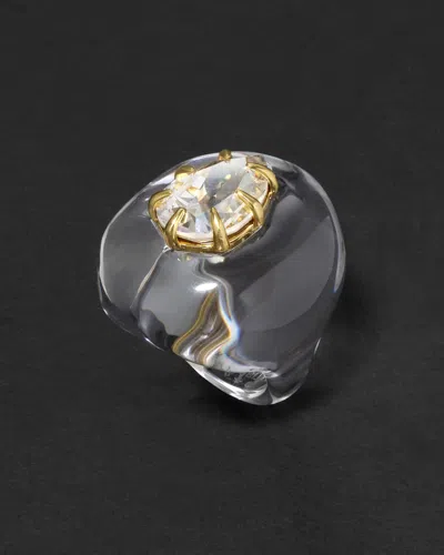 Alexis Bittar Bonbon Crystal Teardrop Lucite Ring- In White