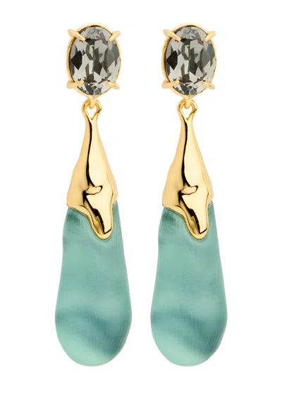 Alexis Bittar Bonbon Small 14kt Gold-plated Drop Earrings In Green