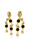 Alexis Bittar Brut 14k Gold-plated Onyx Coin Chandelier Earrings In Gold