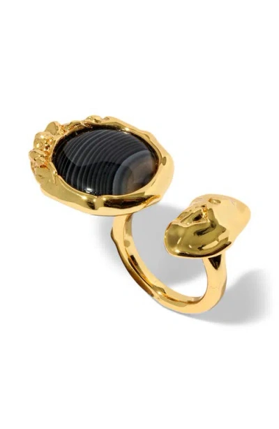Alexis Bittar Brut Banded Agate Coin Open Ring In Multi