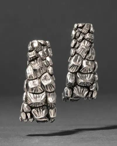 Alexis Bittar Brut Croco Hoop Earrings In Red