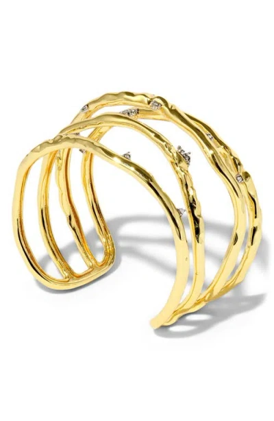 Alexis Bittar Brut Crystal Thorn Orbital Bangle Bracelet In Gold Crystals