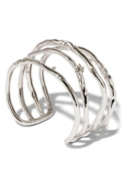 Alexis Bittar Brut Crystal Thorn Orbital Bangle Bracelet In Silver Crystals