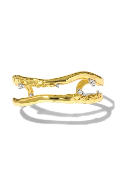 Alexis Bittar Brut Crystal Thorned Open Cuff Bracelet In Crystals