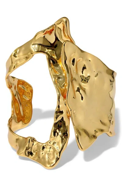 Alexis Bittar Brut Cutout Angular Cuff Bracelet In Gold