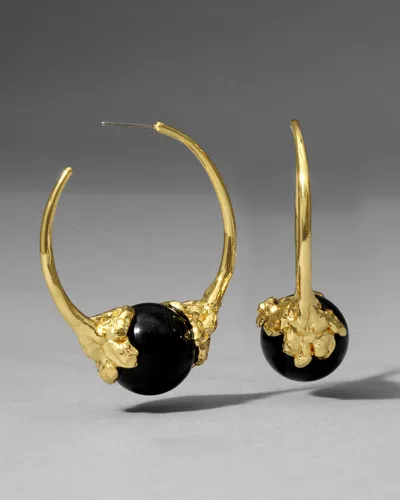 Alexis Bittar Brut Gold Capped Hoop Earrings