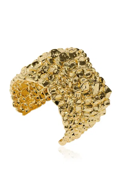 Alexis Bittar Brut Gold Croco Cuff Bracelet