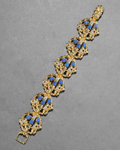 Alexis Bittar Brut Gold Lapis Line Bracelet