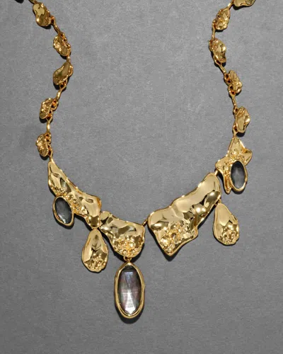 Alexis Bittar Brut Gold Reef Bib Necklace- Mother Of Pearl