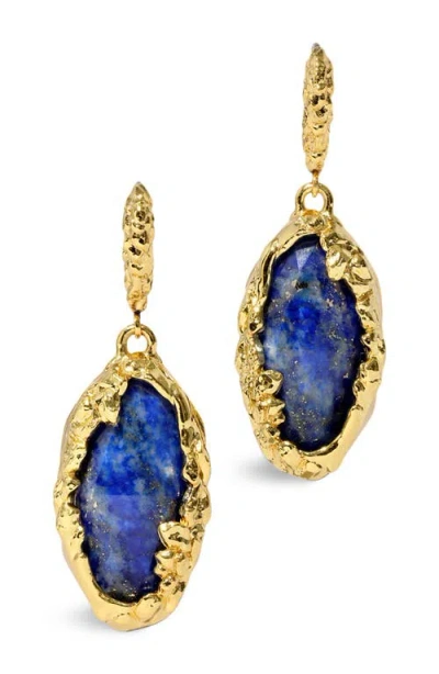 Alexis Bittar Brut Lapis Lever Back Drop Earrings In Gold