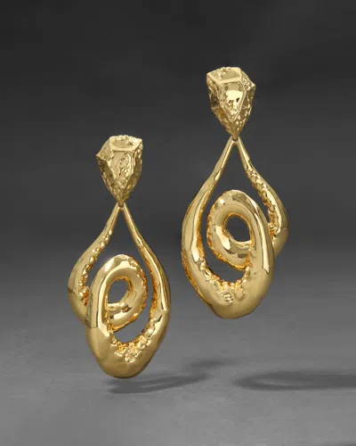 Alexis Bittar Brut Large Twisted Drop Clip Earrings In Gold