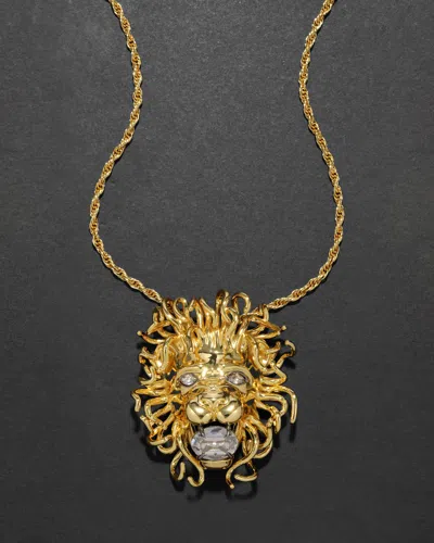 Alexis Bittar Brut Lion Crystal Pendant Necklace In Gold