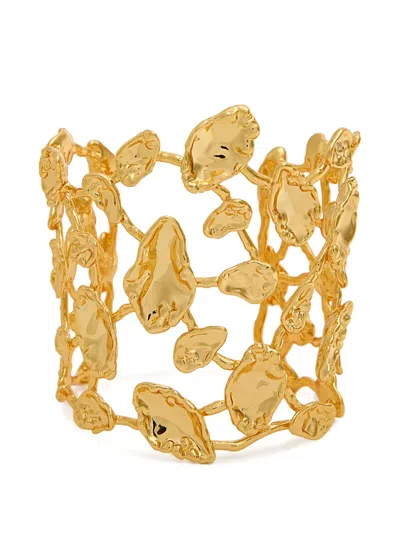 Alexis Bittar Brut Mosaic Hammered Open-work Cuff Bracelet In Gold