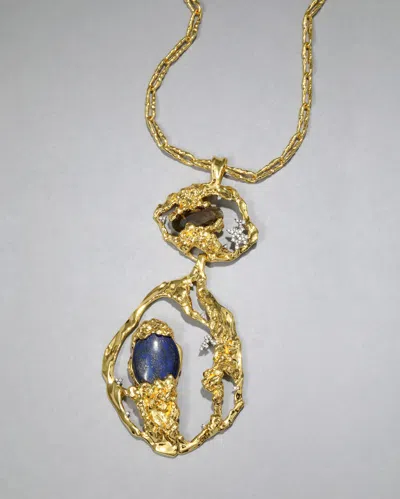 Alexis Bittar Brut Mosaic Long Pendant Necklace In Gold