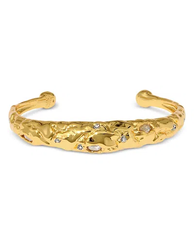 ALEXIS BITTAR BRUT PAVE SCULPTURAL CUFF BRACELET IN 14K GOLD PLATED