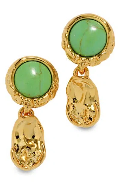 Alexis Bittar Brut Reconstituted Turquoise Coin Drop Earrings In Multi