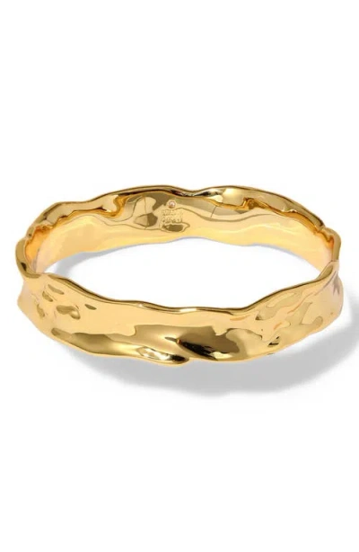 Alexis Bittar Brut Textured Strap Bangle In Gold