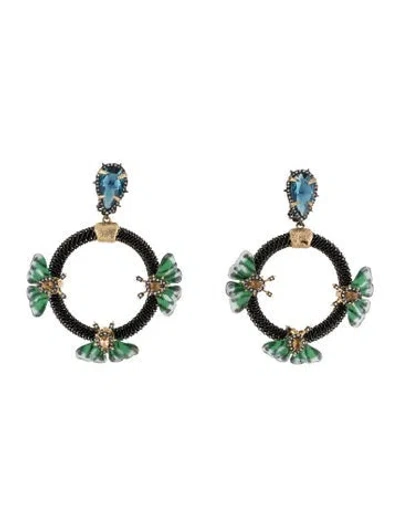 Pre-owned Alexis Bittar Brutalist Butterfly Clip Earrings In Black/blue/green