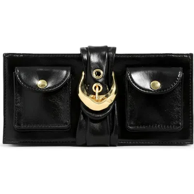 Alexis Bittar Patent Leather Buckle Clutch In Black