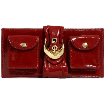 Alexis Bittar Buckle Leather Clutch In Burgundy