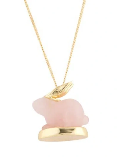Pre-owned Alexis Bittar Bunny Pendant Necklace, 26" In Pink