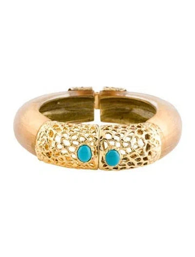 Pre-owned Alexis Bittar Caged Lucite Hinged Bangle Bracelet, 6.5"