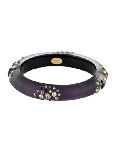 Pre-owned Alexis Bittar Champagne Dust Small Crystal Bangle Bracelet, 7" In Black