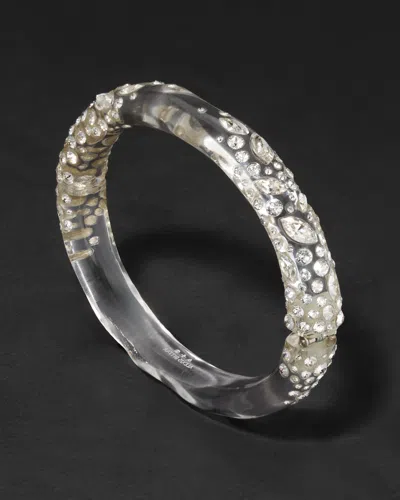Alexis Bittar Confetti Crystal Lucite Hinge Bangle Bracelet In Metallic