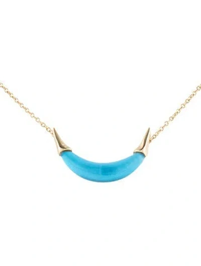 Pre-owned Alexis Bittar Crescent Capped Pendant Necklace, 18.5" In Blue