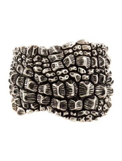 Pre-owned Alexis Bittar Croco Cuff, 6.75" In Multi