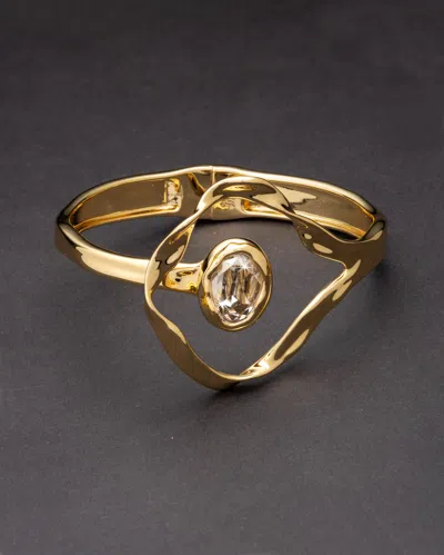 Alexis Bittar Crumpled Orbit Crystal Hinge Bracelet- In Gold