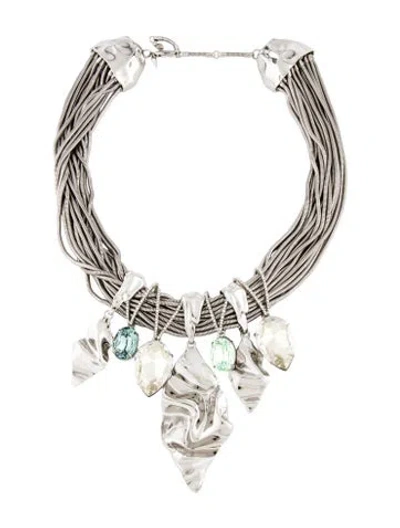 Pre-owned Alexis Bittar Crumpled Oversized Crystal Collar Necklace, 20" In Multi