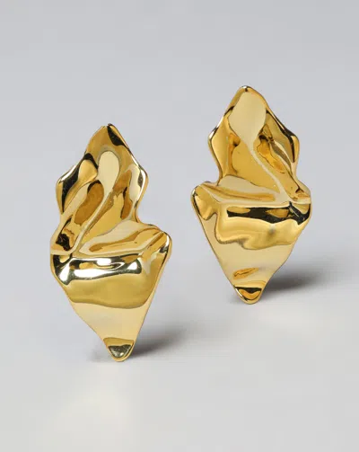 Alexis Bittar Small Crumpled 14k Goldplated Post Earrings In Neutral