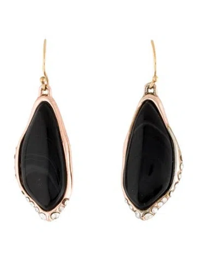 Pre-owned Alexis Bittar Crystal & Black Stone Drop Earrings