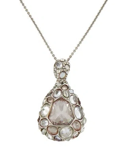 Pre-owned Alexis Bittar Crystal & Faux Pearl Studded Pendant Necklace, 19" In Gray