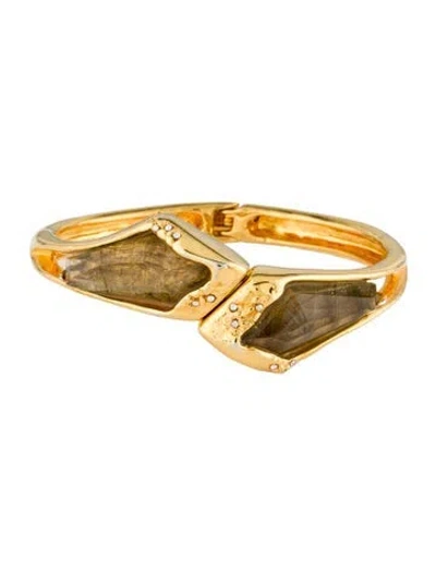 Pre-owned Alexis Bittar Crystal & Glass Hinged Cuff, 7" In Multi