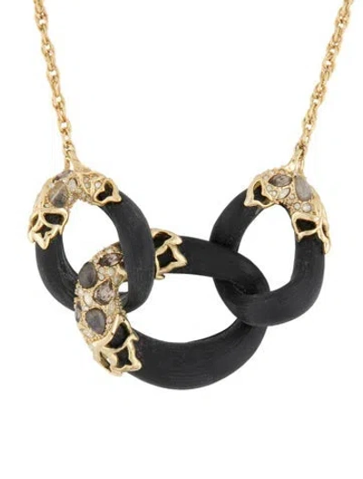 Pre-owned Alexis Bittar Crystal & Lucite Chain Link Pendant Necklace, 19.25" In Black